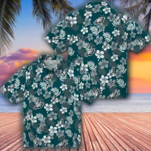 Philadelphia Eagles Green Tropical Hawaiian Shirt Floral Design 3