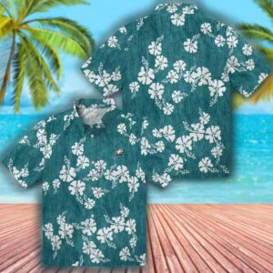 Philadelphia Eagles Hawaiian Shirt Green Hibiscus Clusters Design 3