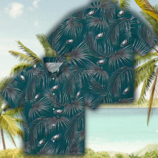 Philadelphia Eagles Hawaiian Shirt Green Leafy Palms Design 3