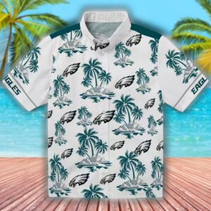 Philadelphia Eagles Hawaiian Shirt Green White Palm Island Print 1
