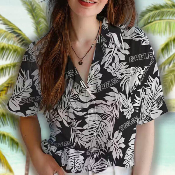 Philadelphia Eagles Monstera Leaf Hawaiian Shirt Black 4