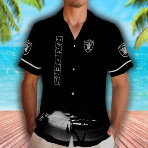 Las Vegas Raiders Black Hawaiian Shirt Beach Sunset Design 2