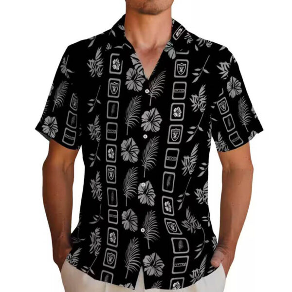 Las Vegas Raiders Black Hawaiian Shirt Floral Design Framed 2