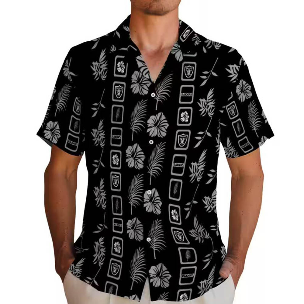 Las Vegas Raiders Black Hawaiian Shirt Floral Design Framed Las Vegas Raiders Black Hawaiian Shirt Floral Design Framed