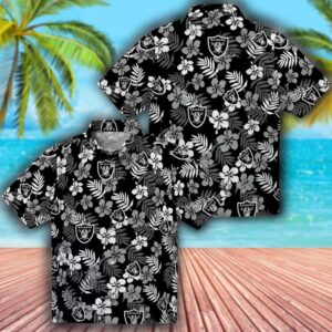 Las Vegas Raiders Black Tropical Hawaiian Shirt Floral Design 3