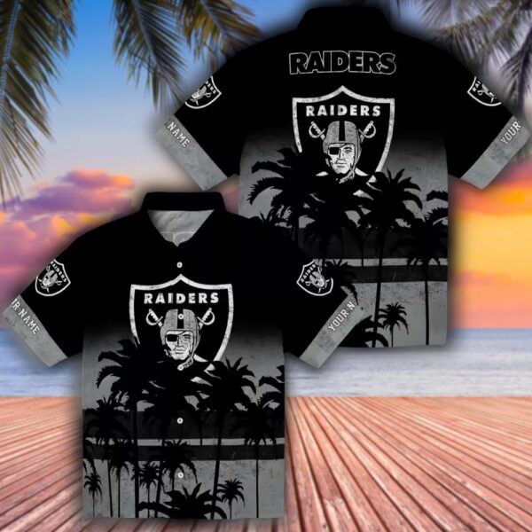 Las Vegas Raiders Hawaiian Shirt Black Sunset Design 3