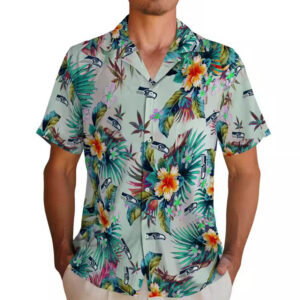 Seattle Seahawks Hawaiian Shirt Tropical Foliage Green Design 2