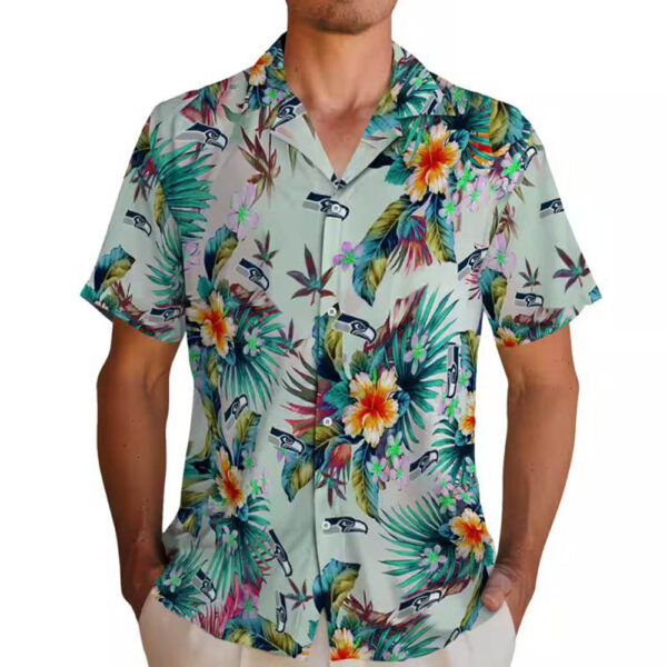 Seattle Seahawks Hawaiian Shirt Tropical Foliage Green Design 2
