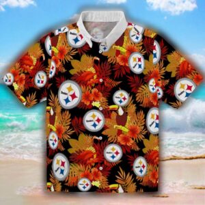Pittsburgh Steelers Hawaiian Shirt Floral Toucan Gold Red Design 1