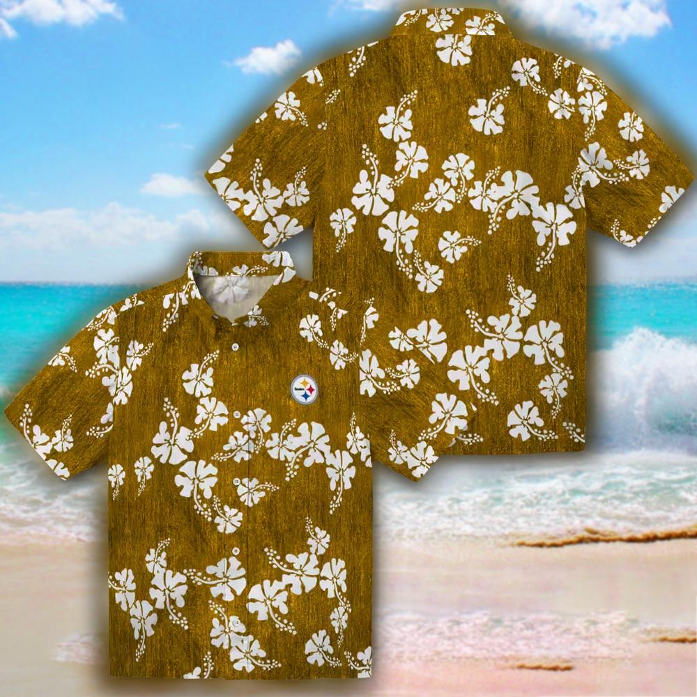 Pittsburgh Steelers Hawaiian Shirt Hibiscus Gold Design Pittsburgh Steelers Hawaiian Shirt Hibiscus Gold Design