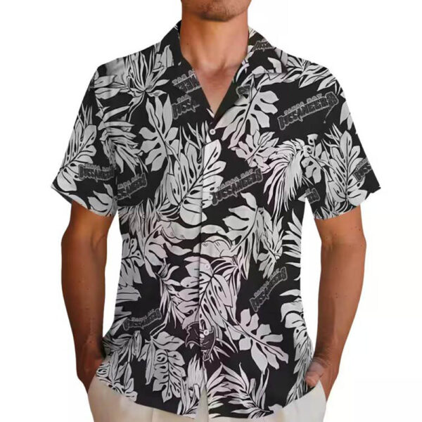 Tampa Bay Buccaneers Black Monstera Leaf Hawaiian Shirt 2