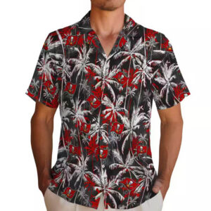 Tampa Bay Buccaneers Hawaiian Shirt Red Black Palm Pattern 2