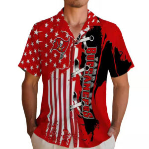 Tampa Bay Buccaneers Hawaiian Shirt Red Stitched Flag Design 2