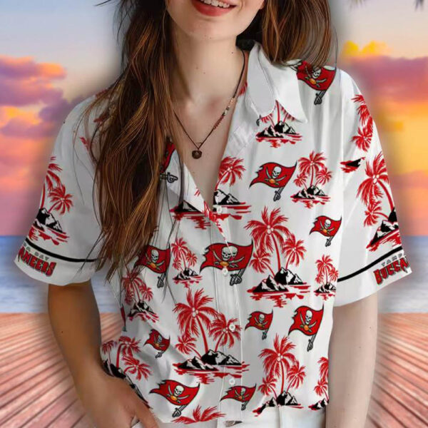Tampa Bay Buccaneers Hawaiian Shirt Red White Palm Island Print 4