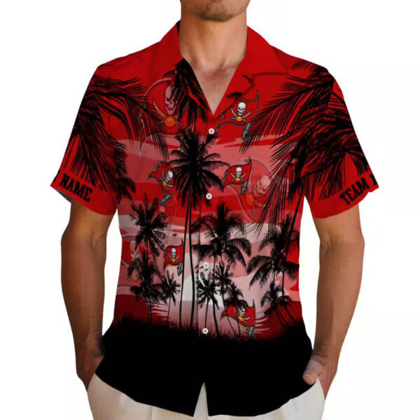 Tampa Bay Buccaneers Hawaiian Shirt Sunset Red Black Design 2