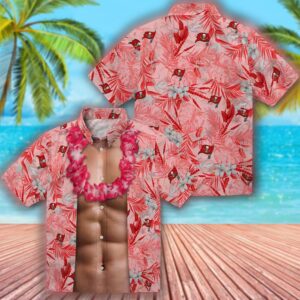 Tampa Bay Buccaneers Red Hawaiian Shirt Chest Illusion Design 3