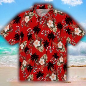 Tampa Bay Buccaneers Red Hawaiian Shirt with Palm Tree Design 1