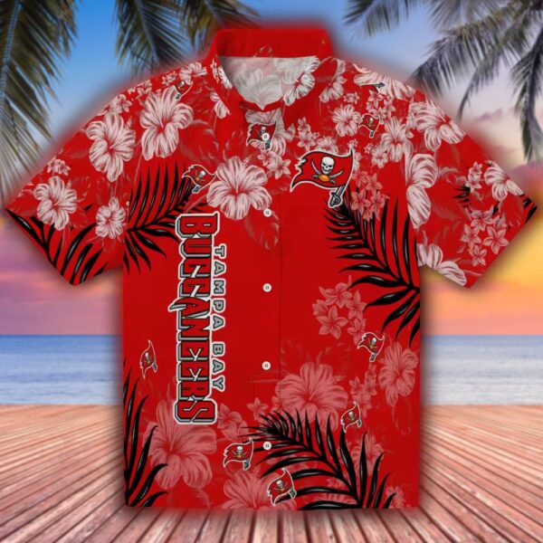 Tampa Bay Buccaneers Red Hibiscus Hawaiian Shirt Football Fan Gear 1