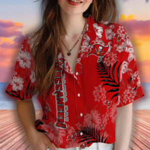 Tampa Bay Buccaneers Red Hibiscus Hawaiian Shirt Football Fan Gear 4