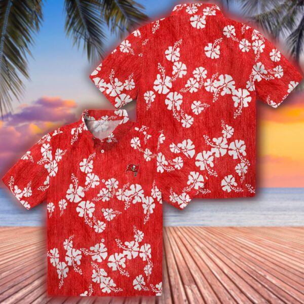 Tampa Bay Buccaneers Red Hibiscus Hawaiian Shirt Football Fan Wear 3