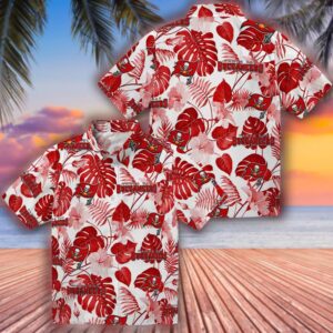 Tampa Bay Buccaneers Red White Hawaiian Tropical Shirt 3