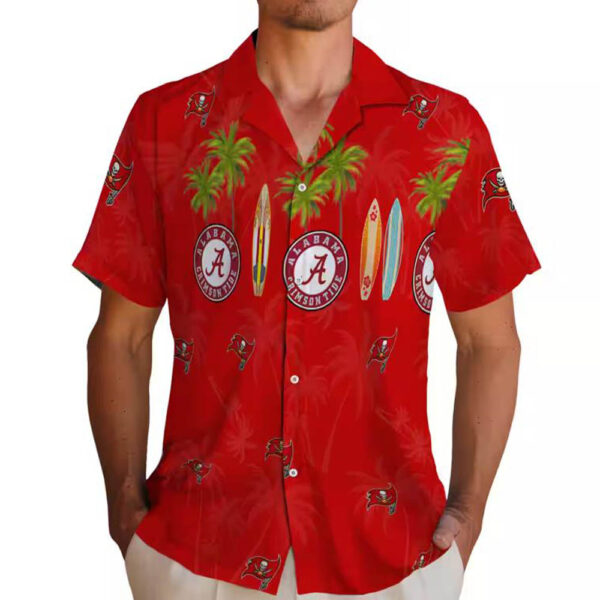 Tampa Bay Buccaneers Surfboard Hawaiian Shirt Palm Red Design 2