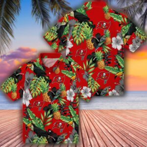 Tampa Bay Buccaneers Tropical Hawaiian Shirt Red Green Pineapple Hibiscus 3
