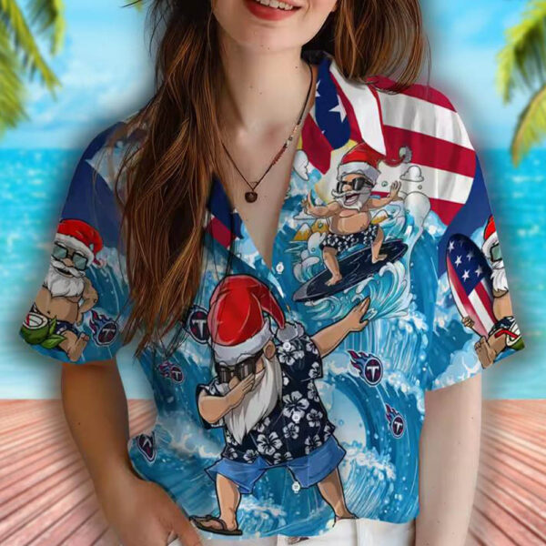 Surfing Santa Blue Hawaiian Shirt Tennessee Titans Design 4