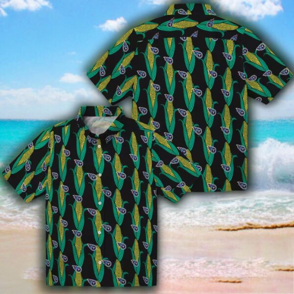 Tennessee Titans Hawaiian Shirt Black Green Corn Motifs Design 3