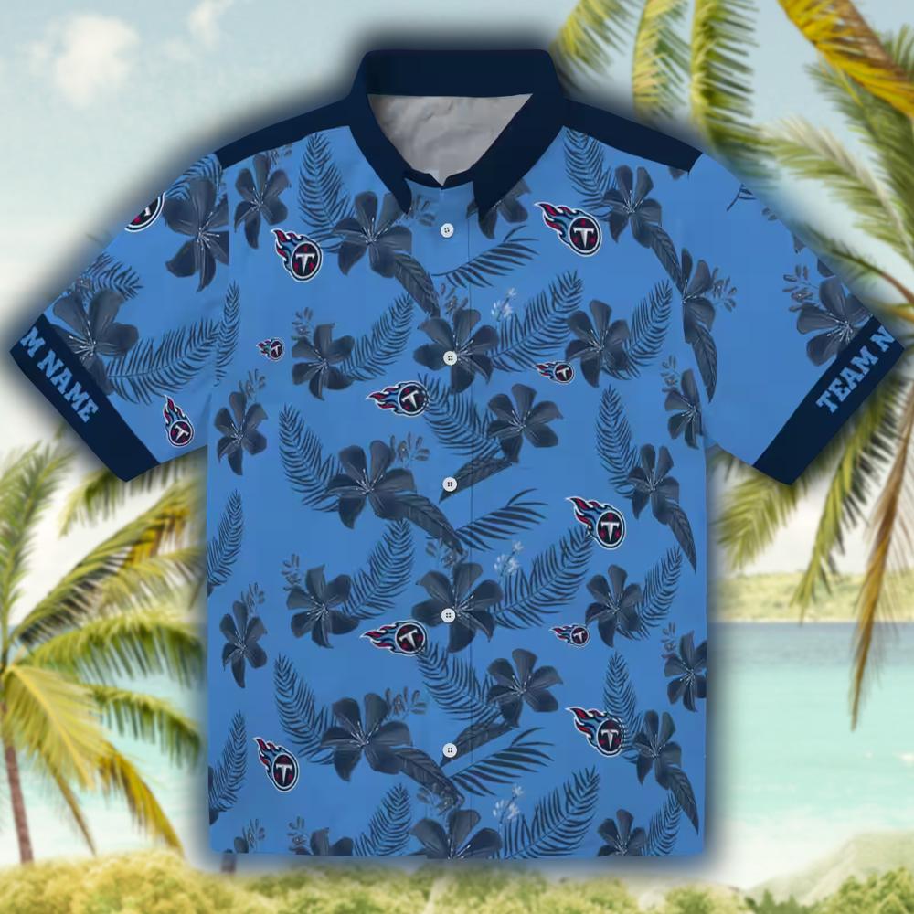 Tennessee Titans Hawaiian Shirt Personalized Botanical Print Blue Tennessee Titans Hawaiian Shirt Personalized Botanical Print Blue
