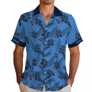 Tennessee Titans Hawaiian Shirt Personalized Botanical Print Blue 2
