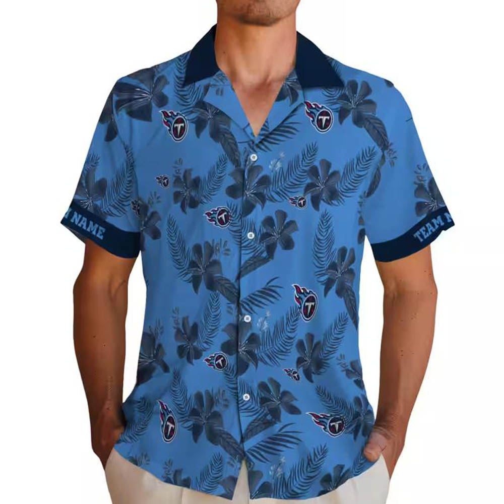 Tennessee Titans Hawaiian Shirt Personalized Botanical Print Blue Tennessee Titans Hawaiian Shirt Personalized Botanical Print Blue