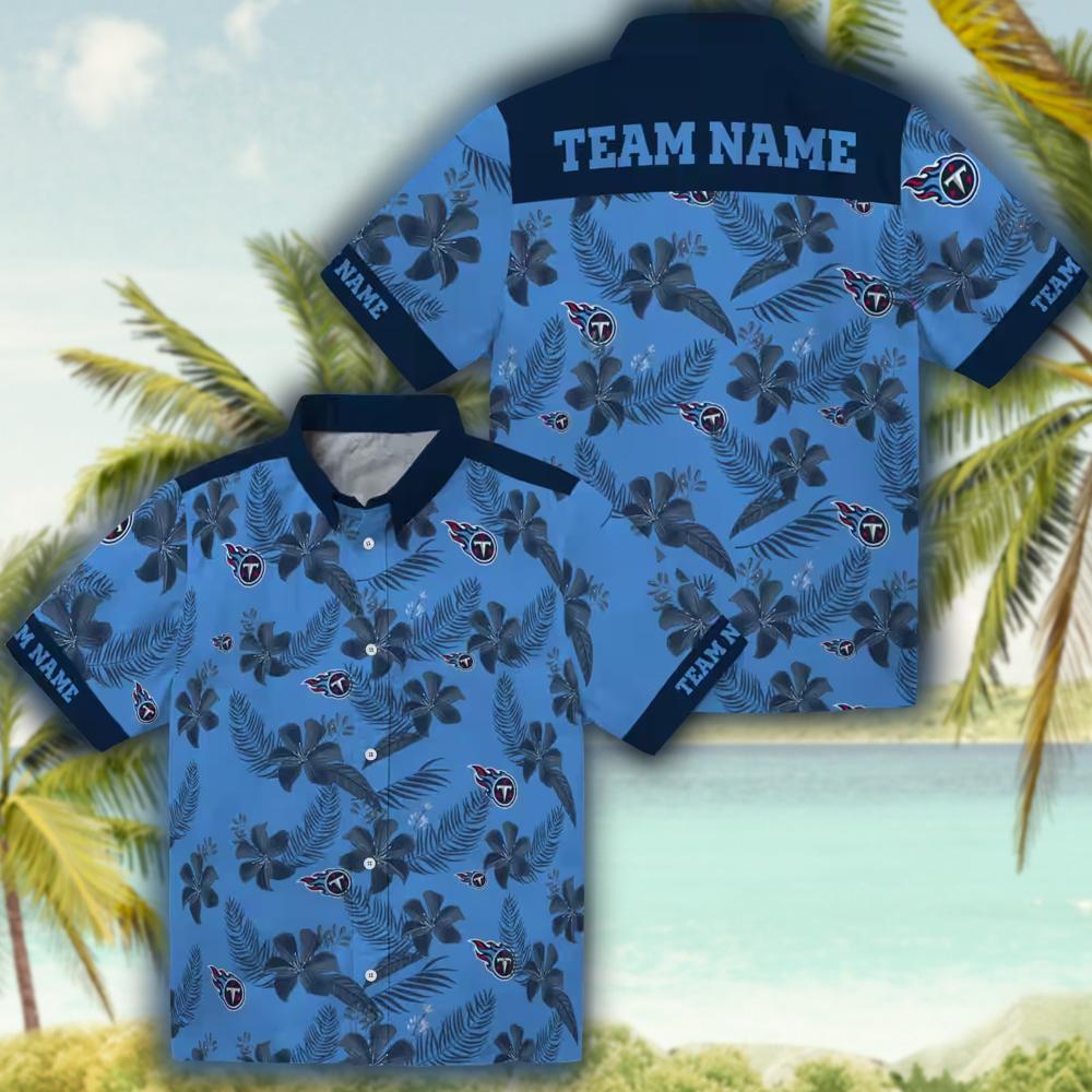 Tennessee Titans Hawaiian Shirt Personalized Botanical Print Blue Tennessee Titans Hawaiian Shirt Personalized Botanical Print Blue