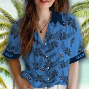 Tennessee Titans Hawaiian Shirt Personalized Botanical Print Blue 4