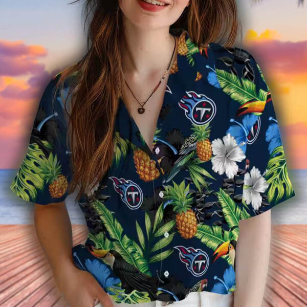 Tennessee Titans Hawaiian Shirt Toucan Hibiscus Pineapple Navy Green 4