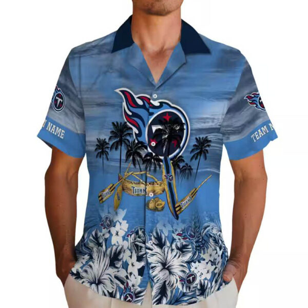 Tennessee Titans Hawaiian Shirt Tropical Navy Canoe Personalized Design 2