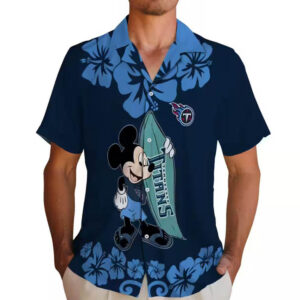 Tennessee Titans Navy Hawaiian Surfing Mickey Shirt for Fans 2