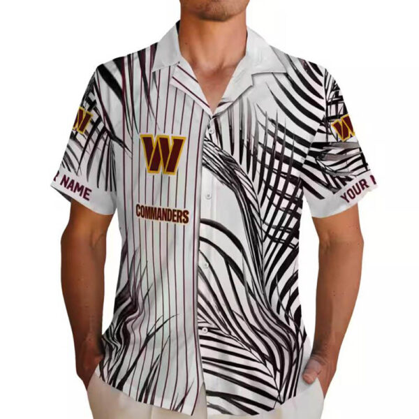 Washington Commanders Burgundy Black White Palm Hawaiian Shirt 2