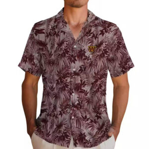 Washington Commanders Burgundy Leaf Pattern Hawaiian Shirt 2 1