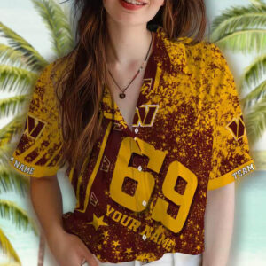 Washington Commanders Custom Burgundy Star Stripes Hawaiian Shirt 4