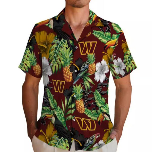 Washington Commanders Hawaiian Shirt Toucan Hibiscus Pineapple Design 2