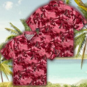 Arizona Diamondbacks Coastal Palms Hawaiian Shirt Red 3