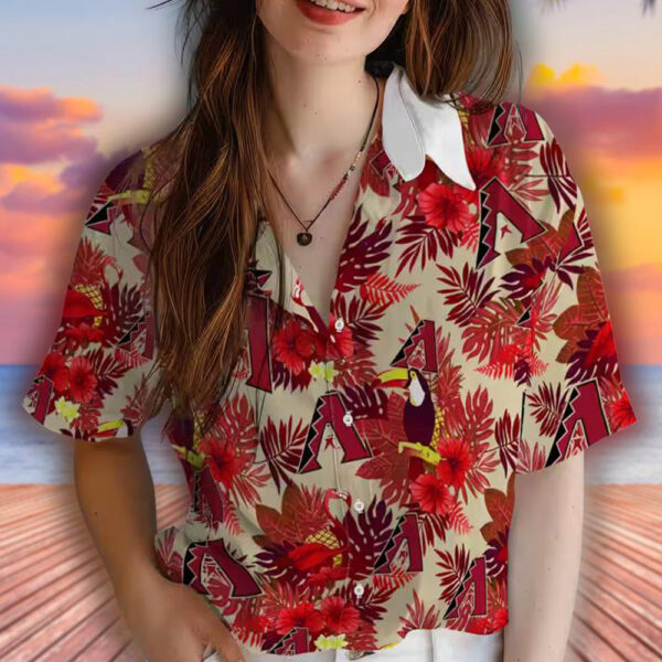 Arizona Diamondbacks Floral Toucan Red Hawaiian Aloha Shirt 4