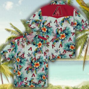 Arizona Diamondbacks Green Hawaiian Shirt Tropical Foliage Design 3
