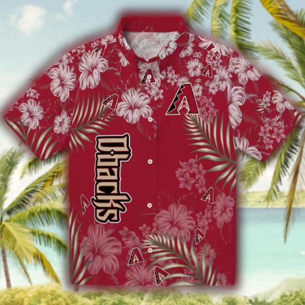 Arizona Diamondbacks Hawaiian Shirt Hibiscus Print Red 1