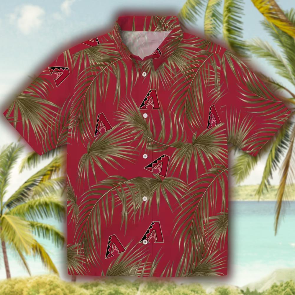 Arizona Diamondbacks Hawaiian Shirt Leafy Palms Red Design Arizona Diamondbacks Hawaiian Shirt Leafy Palms Red Design