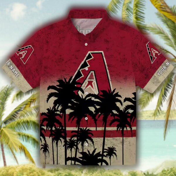 Arizona Diamondbacks Hawaiian Shirt Red Black Sunset Pattern Personalized 1