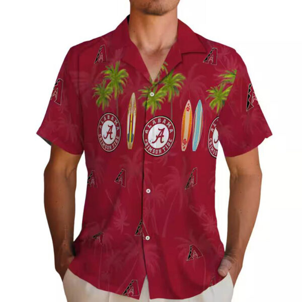 Arizona Diamondbacks Hawaiian Shirt Red Palm Surfboard Design 2 1