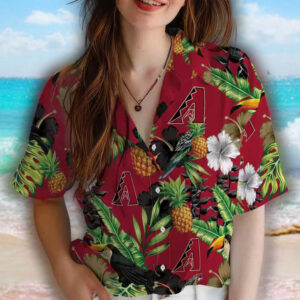 Arizona Diamondbacks Hawaiian Shirt Toucan Hibiscus Pineapple Design 4