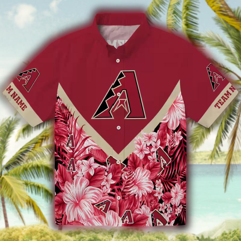 Arizona Diamondbacks Red Floral Chevron Hawaiian Shirt Custom Arizona Diamondbacks Red Floral Chevron Hawaiian Shirt Custom